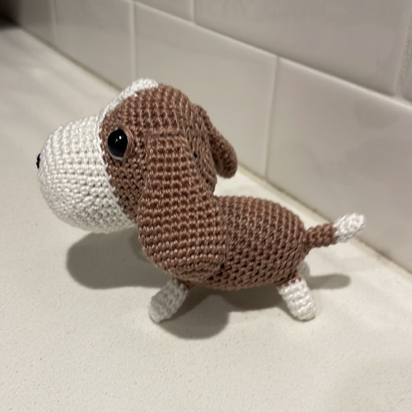 Handcrafted Basset Hound Crochet Amigurumi Figure Toy Dog Puppy Decor - Picture 5 of 10
